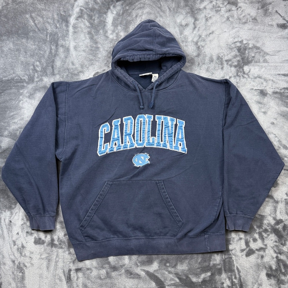 J. America Hoodie Mens XXL Navy UNC Tar Heels Carolina Embroidered Sweatshirt